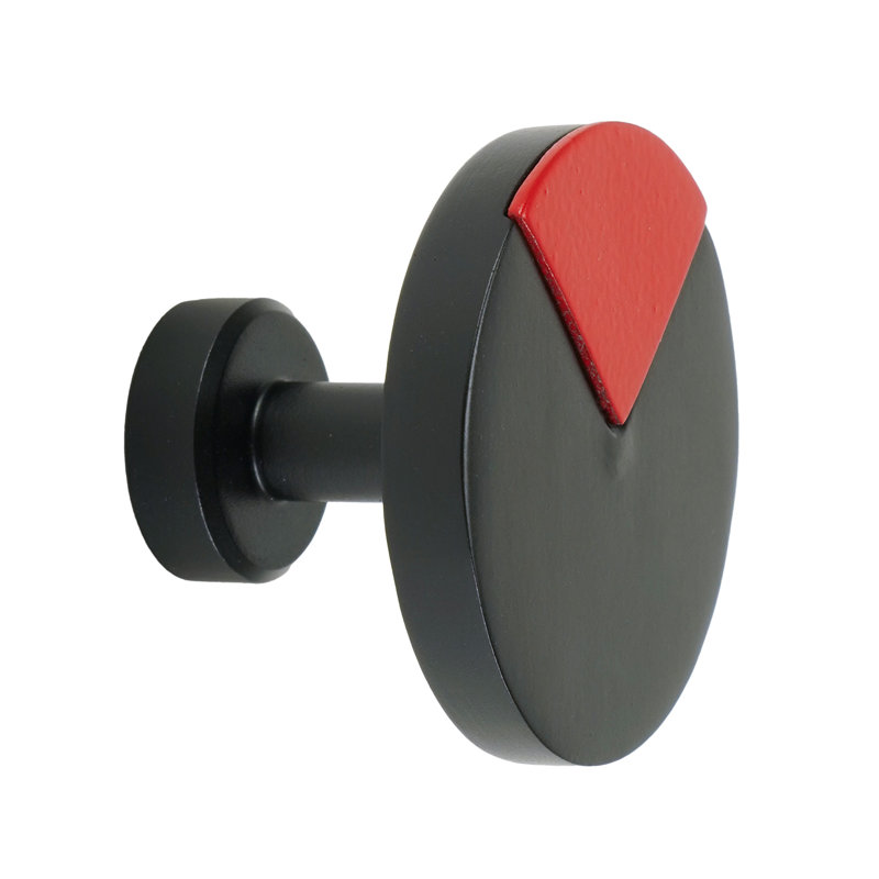 Spectra large round knob in Matte Black finish with Red
