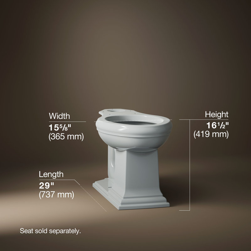 Memoirs® 1.28 GPF (Water Efficient) Elongated Toilet Bowl with High Efficiency Flush (Seat Not Included), Ice Grey