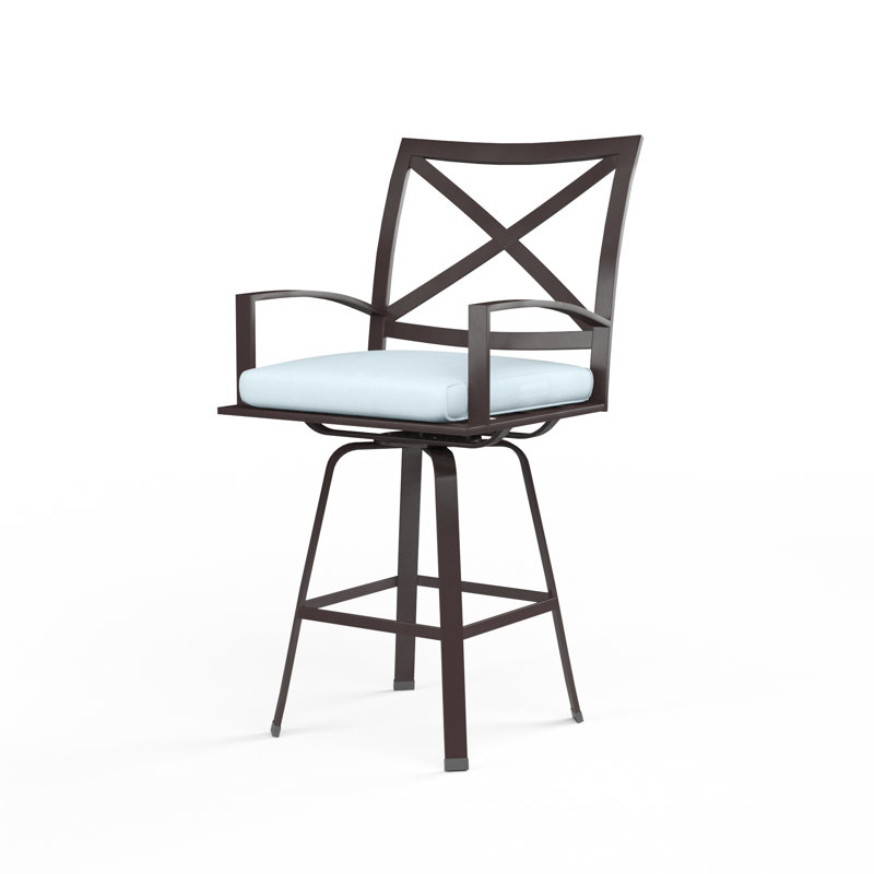 La Jolla Outdoor Swivel Bar Stool, Canvas Flax Sunbrella®, Counter Stool (26" Seat Height)