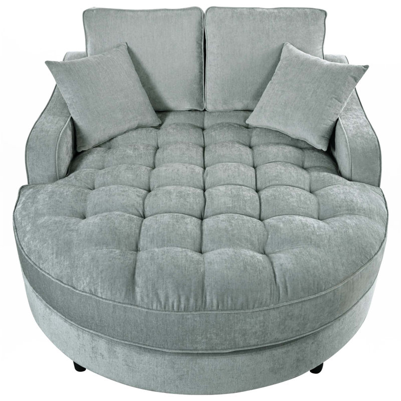 Canapé-lit de 55 po avec méridienne et coussins détachables, Bleu