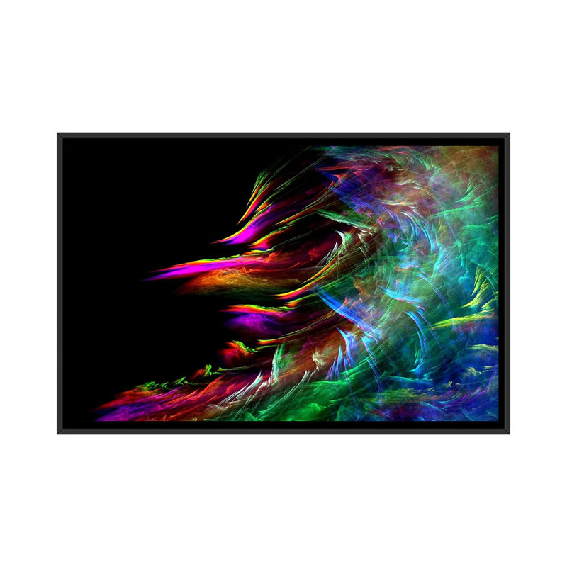 Digital Fire Waive Graphic Art on Canvas, 18" H x 26" W x 1.5" D, Black Framed Canvas, No Mat