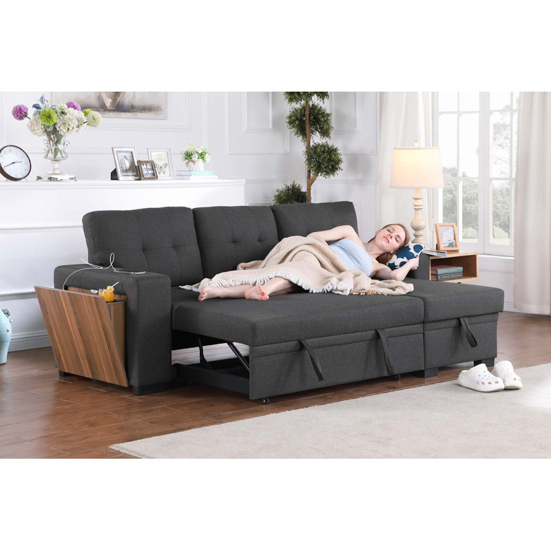 2 - Piece Upholstered Sectional Sofa, Dark Gray Linen
