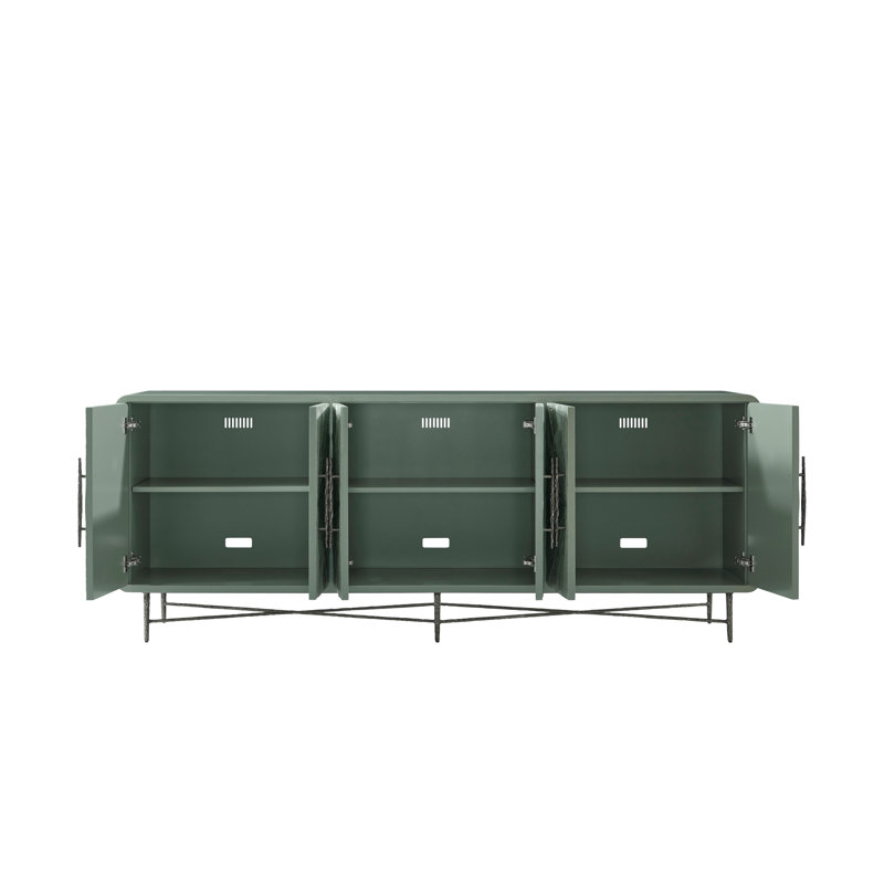 Sunburst Green Solid Wood 90'' Sideboard with Metal Base