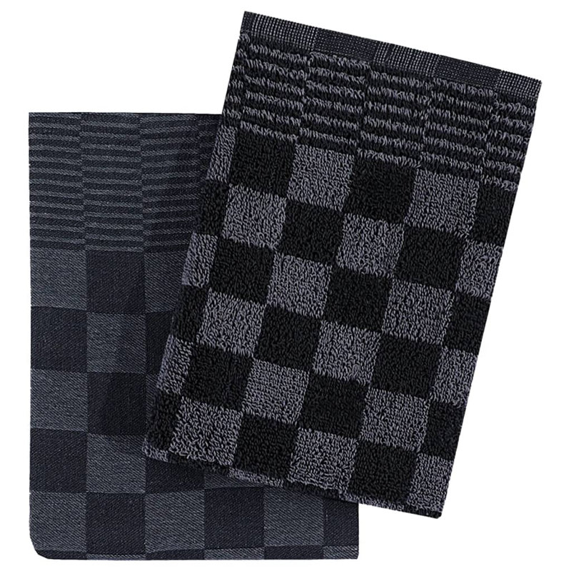 Johnar Kitchen Towel Linen Set, Black/Grey