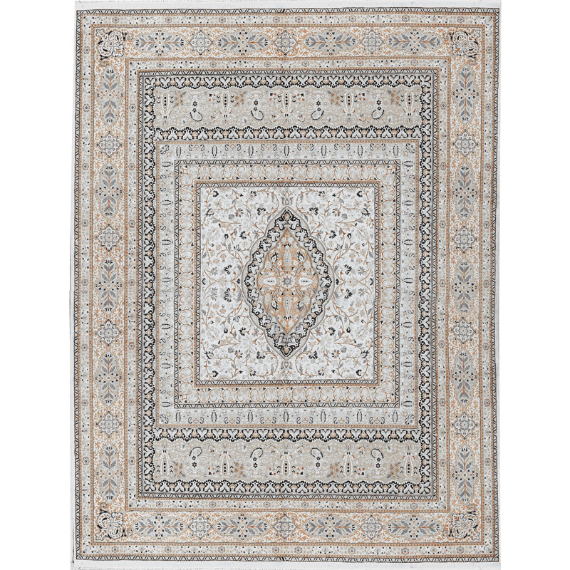 Tapis ivoire noué à la main de haute qualité