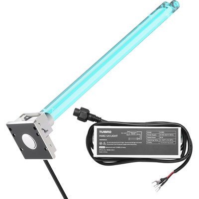 TURBRO 36W HVAC UV Light Kit for Coil Systems UV36D 36W, 100-240V, 4-Pin 2G11 base, 15.2in lamp, ETL/CARB certified, magnetic holder, for HVAC ducted systems