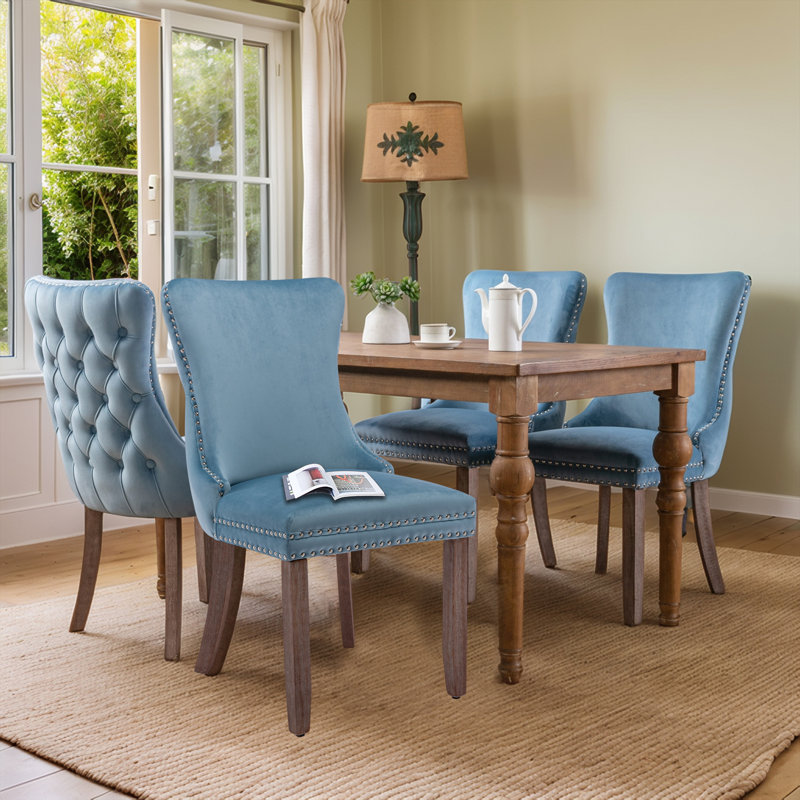 Upholstered Dining Chair, Light Blue