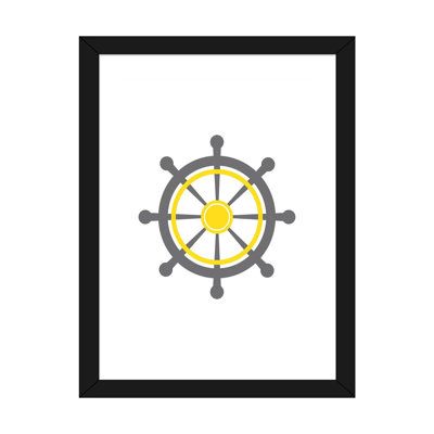 «Yellow Boat Wheel Nordic Design», impression d'art graphique