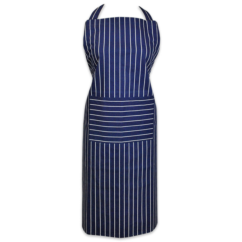 Zimmerman Striped Cotton Bib Apron, Blue Striped