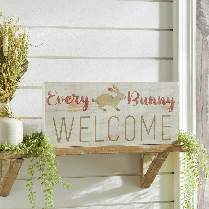 Panneau de MDF Bunny Hop Every Bunny Welcome 7 x 16 x 1