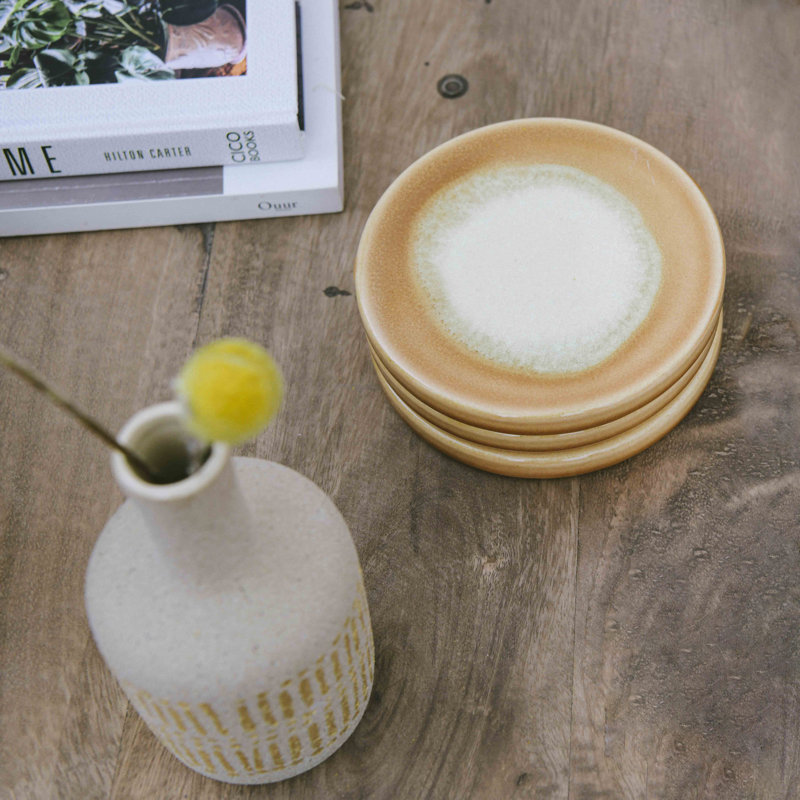 Stoneware Reactive Glaze Coasters, Terracotta