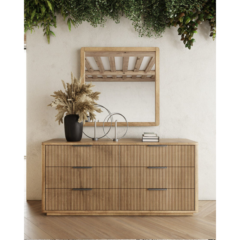 Akira Wood Wall Mirror, White Oak
