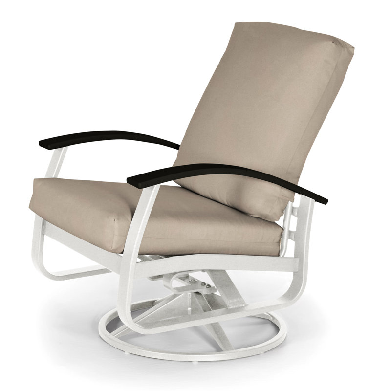Belle Isle Outdoor Swivel Lounge Chair, Black P70, Cast Slate Sunbrella® Plainweave, Textured Snow