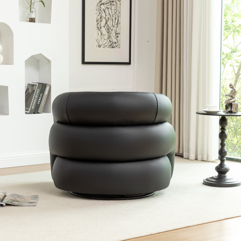 Fauteuil demi-tonneau pivotant rembourré Coyle, Noir