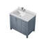 Ensemble de meuble-lavabo avec comptoir en quartz blanc décalé à gauche et robinet-1788172465