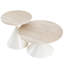 Ensemble de 2 tables basses rondes, plateau de table en travertin avec base en acier, table basse multifonctionnelle (blanc)