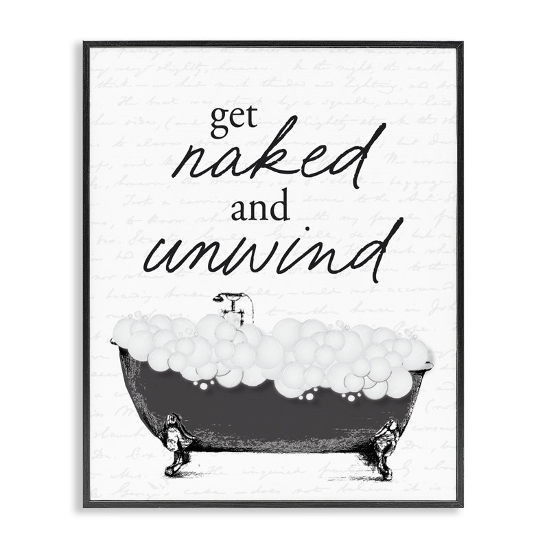 Giclée encadrée «Unwind Bubble Bath», design par Lettré et doublé, H 14 po x l 11 po, Giclée encadrée noir minuit