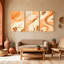 «Abstract Orange Leaves», ensemble de 3 impressions sur toile-683800286