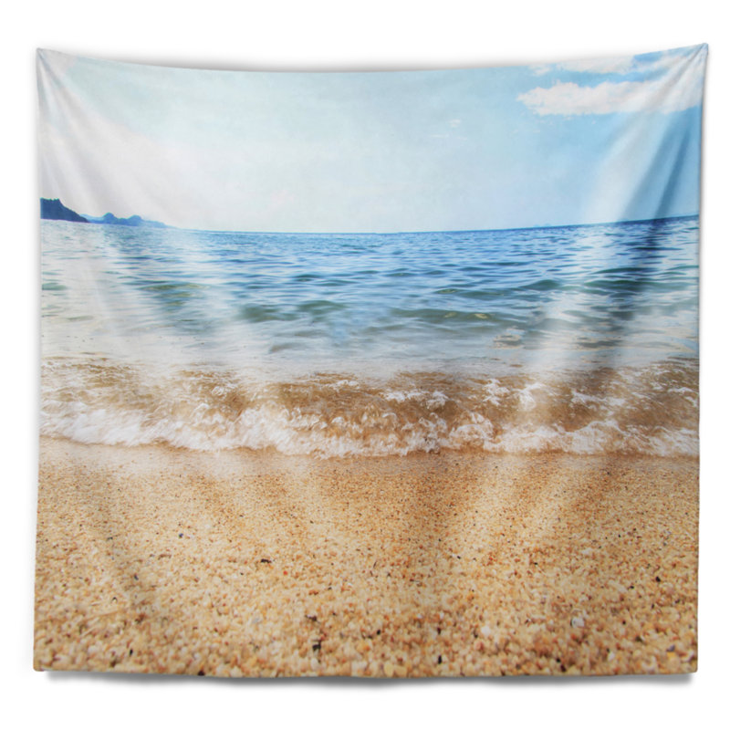 Tapisserie «Seascape Blue Seashore» avec pierres de galets, H 78 po x l 92 po