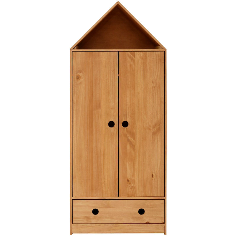 Antunez 2 Door Solid Wood Wardrobe, Stain Wax