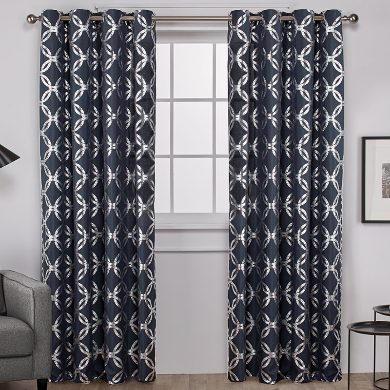 Paire de rideaux semi-transparents avec œillets, Indigo, l 54 po x L 96 po