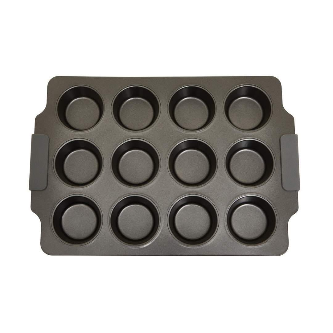 Premier Housewares 12 Cup Non-Stick Carbon Steel Muffin Pan with Lid