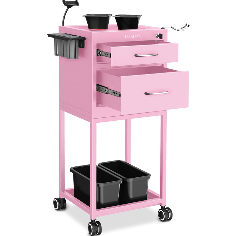 Chariot utilitaire multifonctionnel avec tiroir verrouillable TASALON, Rose
