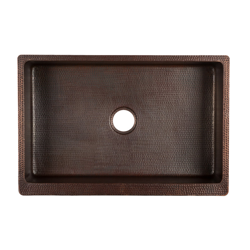 33" Hammered Copper Farmhouse Apron Front Kitchen Sink