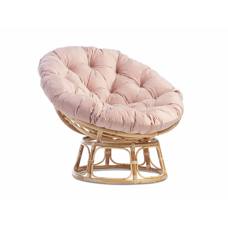 Aniylah Chair In Natural rattan wicker with white, Pink