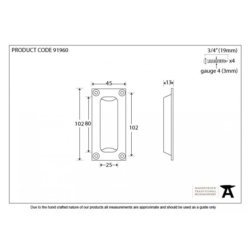 Flush Handles 9.2 cm centre Recessed Handle, Polished Bronze