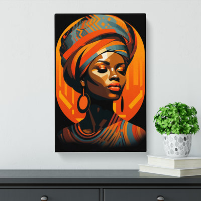 African Woman Op Art - Wrapped Canvas