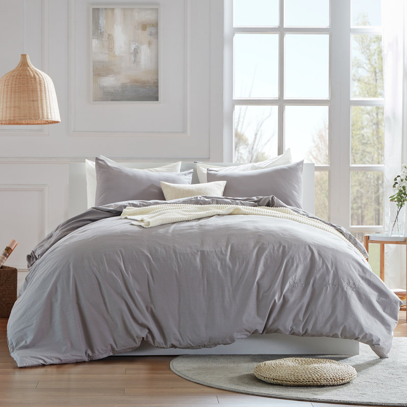 Cotton Twill Duvet Cover, Gull Gray, King Duvet Cover + 2 Shams
