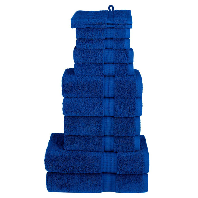 Premium Towel Set SOLUND 600 Gsm, 12 Piece Towel Set, Blue