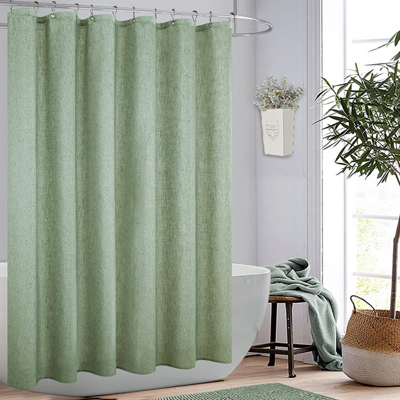 Rideau de douche en lin imperméable vert sauge 72 po x 96 po