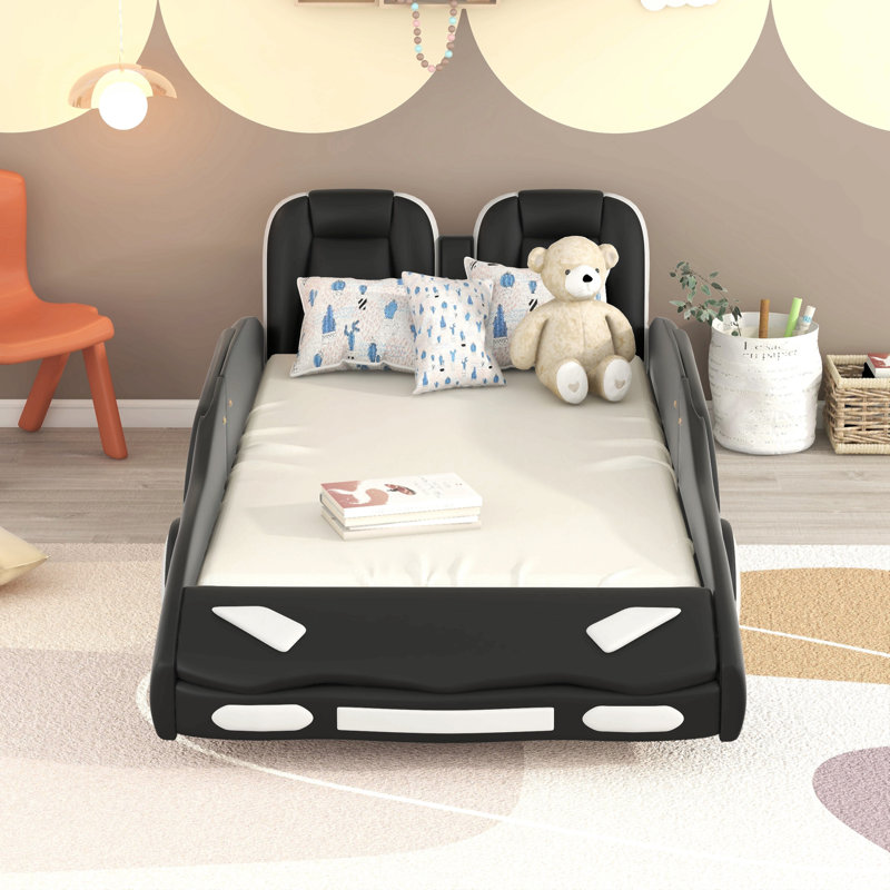 Lit plateforme simple avec roulettes, Noir