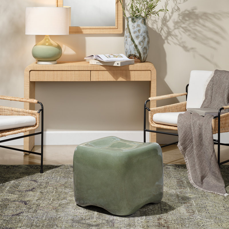 Cushion Concrete Stool, Cream, Navy Blue