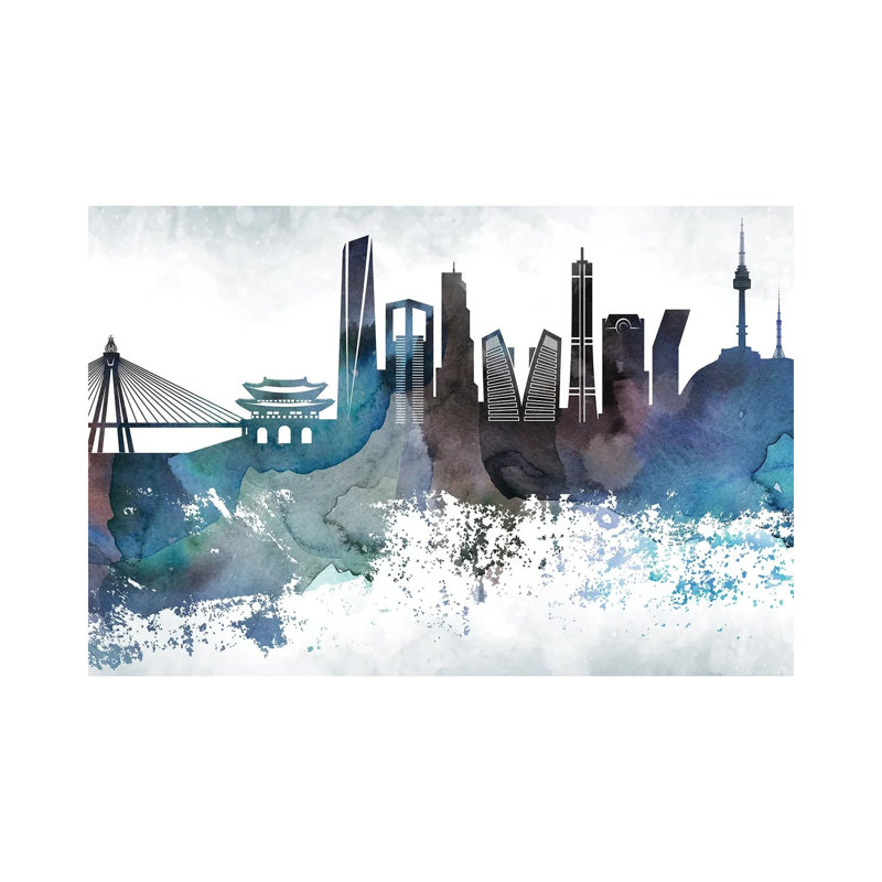 Seoul Bluish Skyline 1 Piece Wrapped Canvas Wall Art, 20.32cm H x 30.48cm W x 1.91cm D