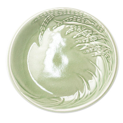 Cyd Thai Rice Celadon Ceramic Dessert Plates (Set Of 4)