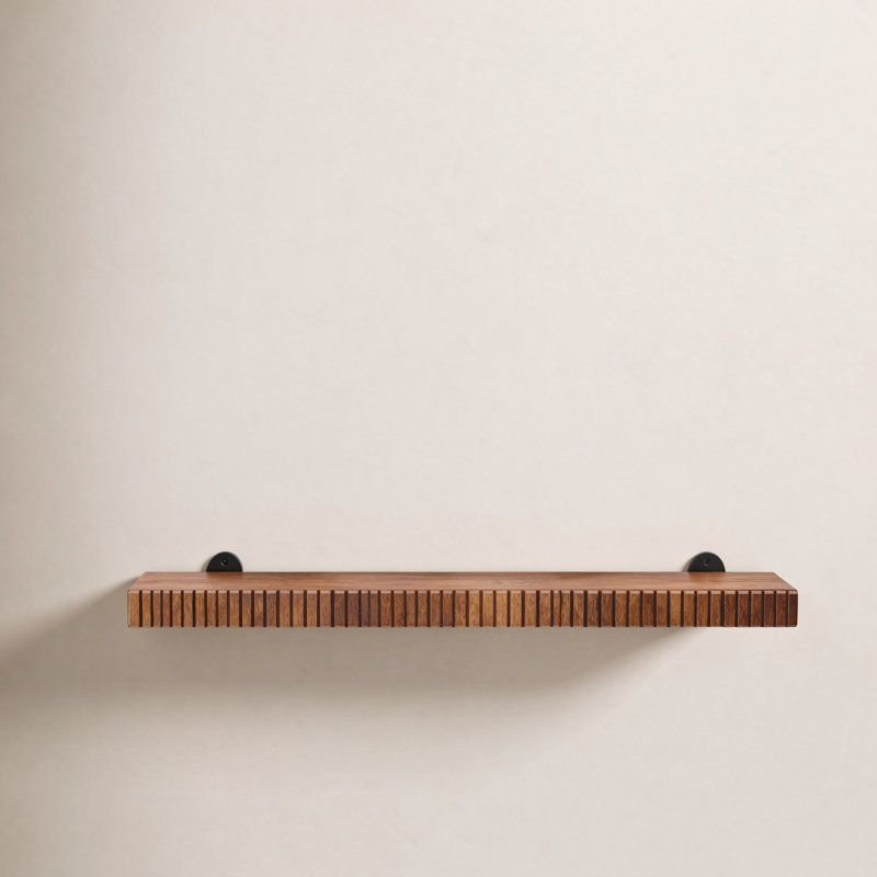 Urbana Solid Wood Wall Mounted Display Shelf, 1.5" H x 24" W x 8" D, Walnut