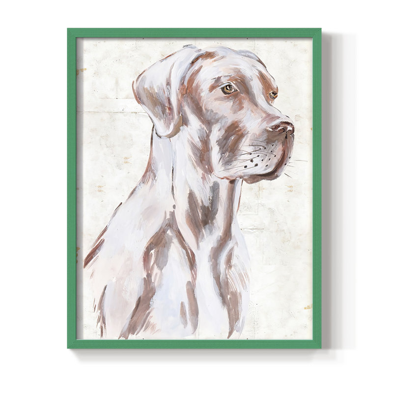 «Sitting Dog IV», reproduction encadrée - bois massif, H 10 po x l 8 po, Vert