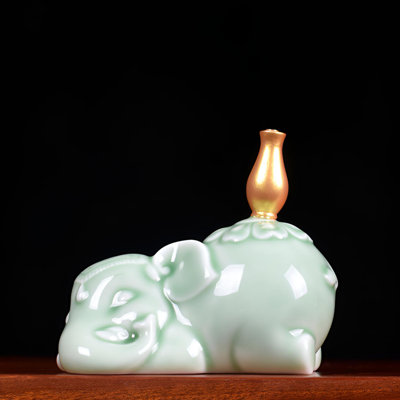 Handcrafted Celadon Elephant Figurine – Symbol Of Fortune & Grace