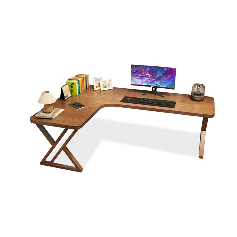 Bureaux en bois massif en L noyer, Retour à gauche, H 29,53 po x l 70,87 po x P 39,37 po