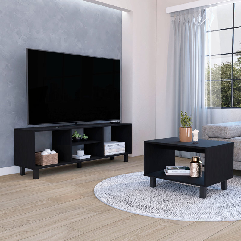 Ensemble de salon double avec meuble télé et table basse avec accents en acier