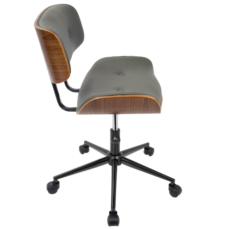 Mid-Century Modern Adjustable Office Chair With Swivel, Gray
