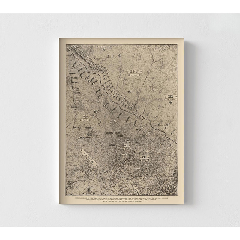 Final Drive Of Allies - WWI - Reynold 1921, Historical Poster Print, First World War Map Educational Decor, War Wall Decor, History Gift