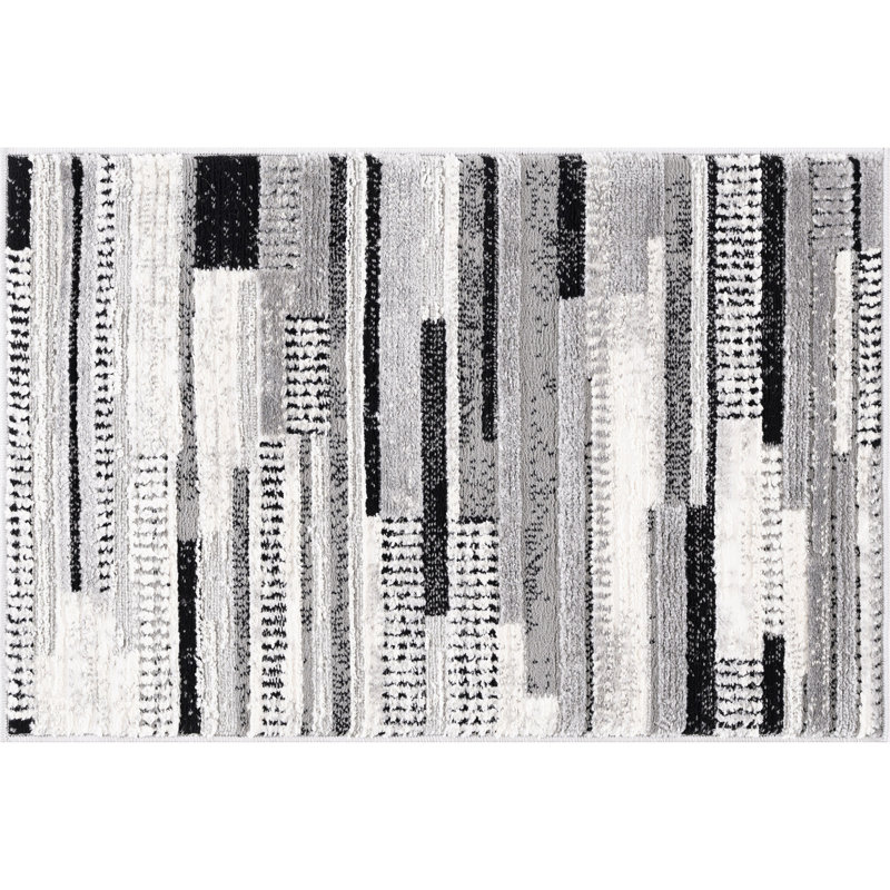 Tapis d'intérieur abstrait gris Jason, Rectangulaire 2 pi x 3 pi