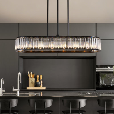 Lustre en cristal à intensité variable 16 lumières 49,6 po Nashrah pour salle à manger ou îlot de cuisine