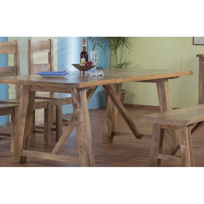 Union Rustic Amesbury Mango Solid Wood Trestle Dining Table | Wayfair.co.uk