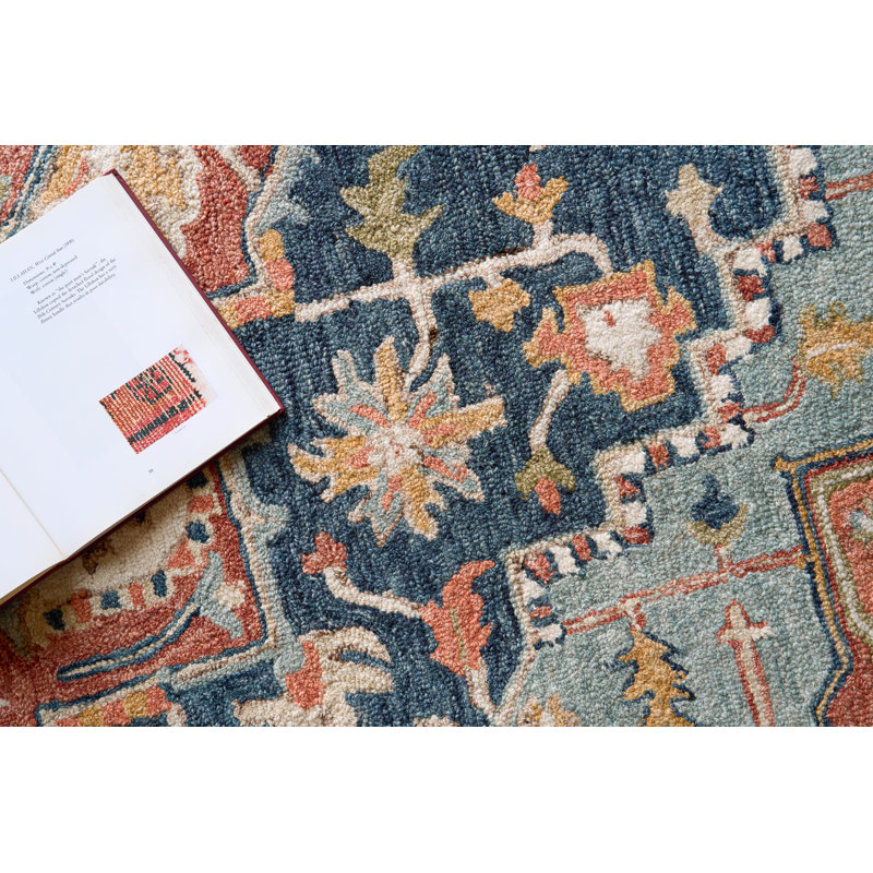 Richmond Serapi Hand Tufted New Zealand Wool Blue/Red Area Rug, 6'X9'