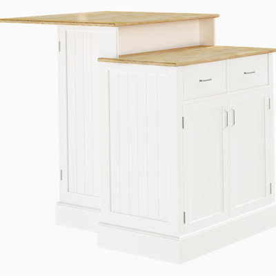 Kitchen Island with Storage Cabinet, White by Latitude Run